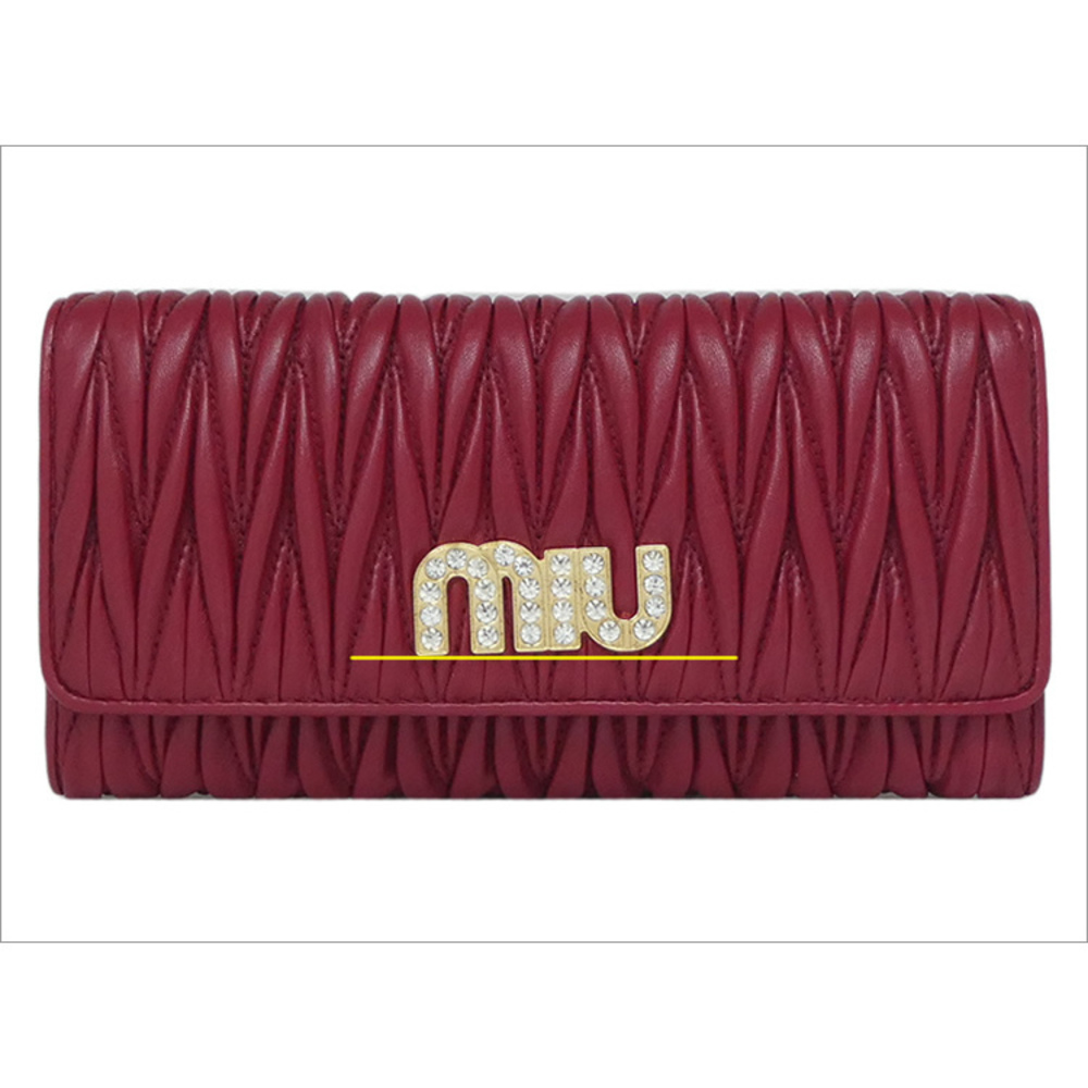 Miu Miu Matelasse Crystal Wallet Ruby Red Sheep L… - image 7